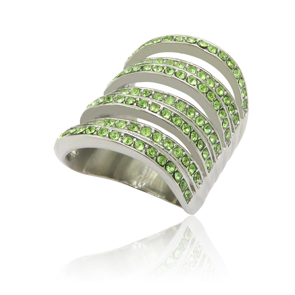Women fashion new design bridal set ring with green stone