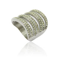 Stainless steel women wedding jewelry ring with bling white stone