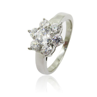Fashion flower diamond design engagement steel jewelry ring  for women