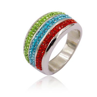 Stainless steel fashion design colorful stone finger ring for women