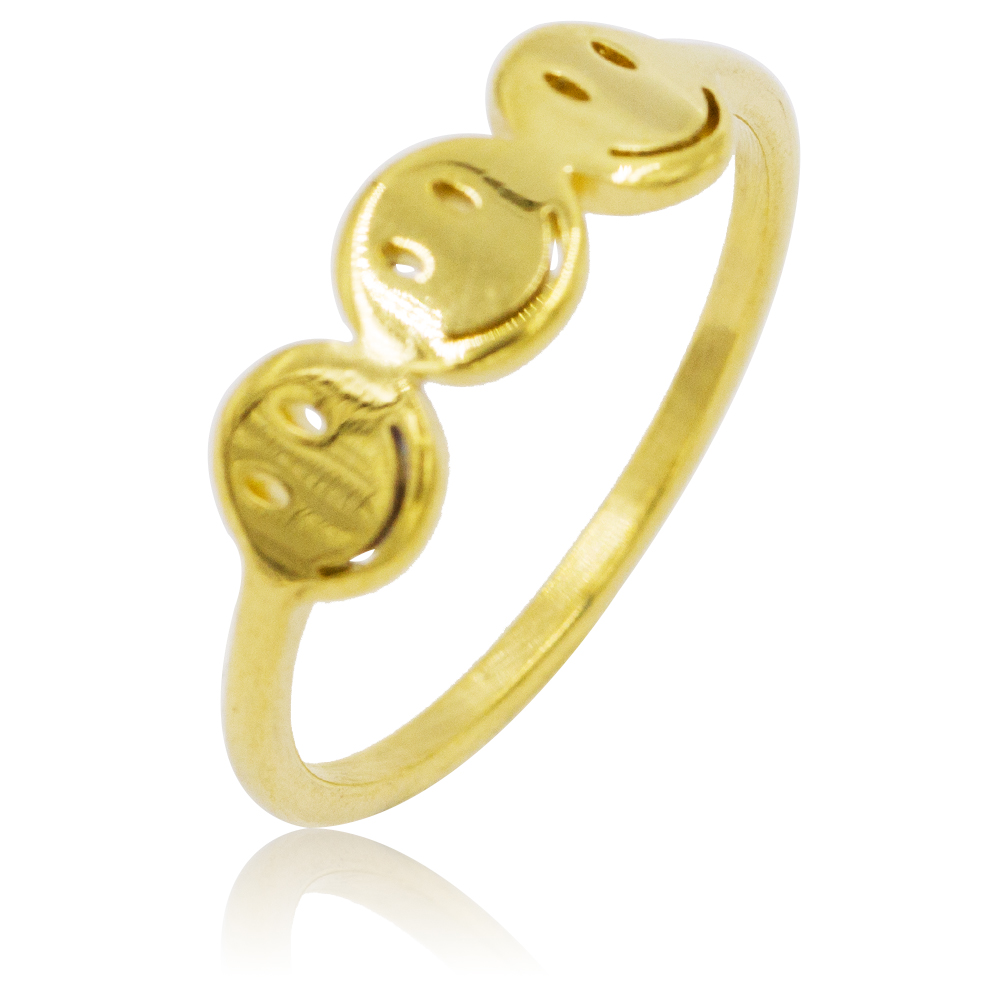 Gold color smile face stainless steel women ring for girls as gifts VD055186-360