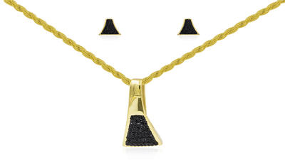 Triangle necklace zircon gold jewelry set in dubai AW00257aiov-371