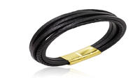 Top quality thin leather bracelet magnetic clasp with gold AW00278-673