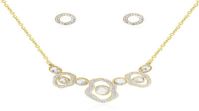 Double circle zircon necklace saudi gold jewelry set AW00349biib-627