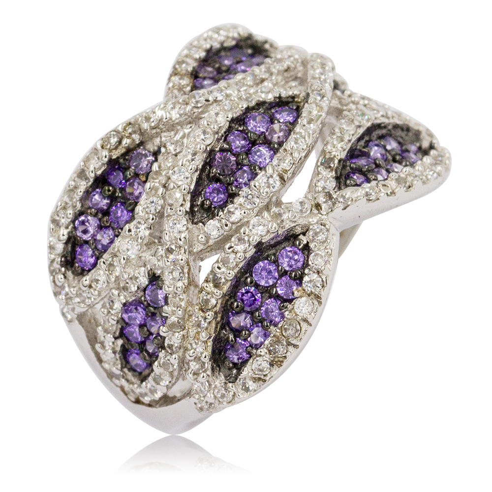 Christmas Winter Jewelry S925 Sterling Silver Purple Crystal and Ring VD054021vvlkk-M107