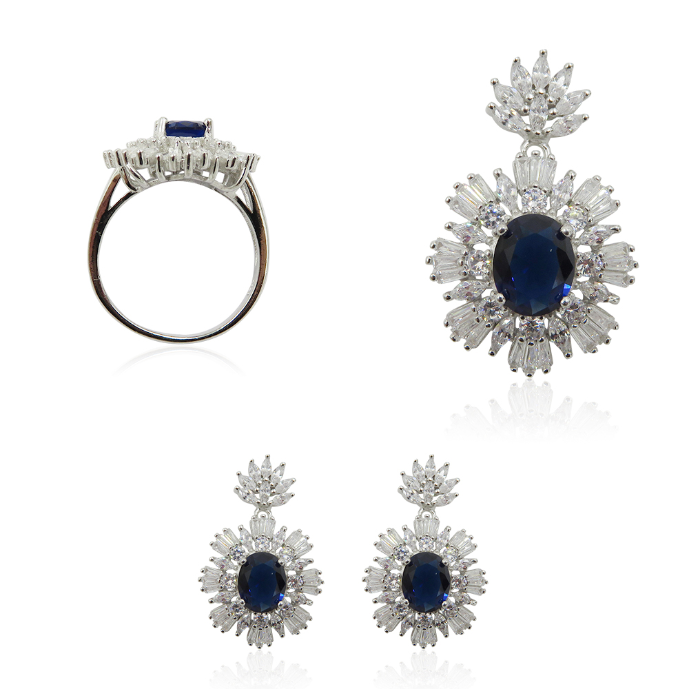 Wholesale Fashion New Pattern 925 Silver Sterling Set Earrings+Pendant+Ring Jewelry Set For Women R4269vvii-L20
