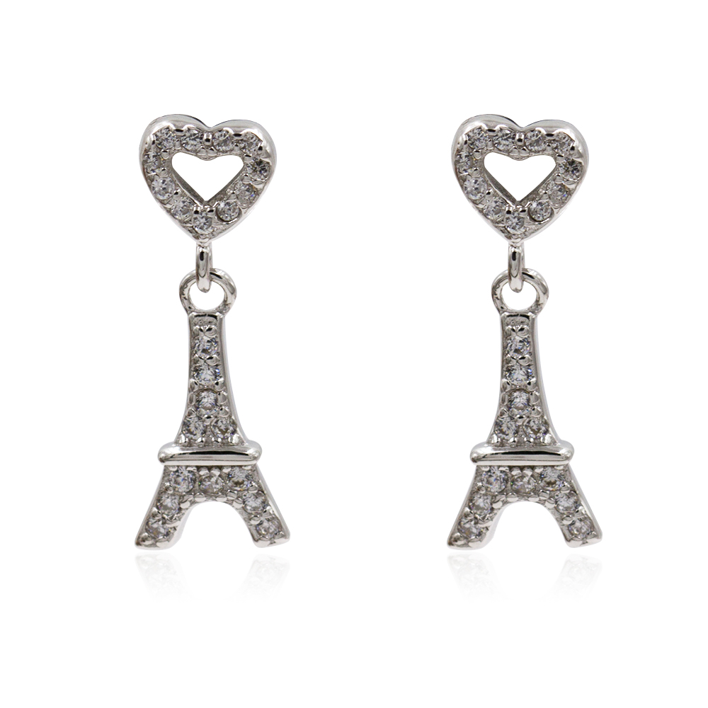 Costume Sterling Cleaner Silver Organizer Jewelry Eiffel Tower Earrings Studs AS00052bvpl-M106