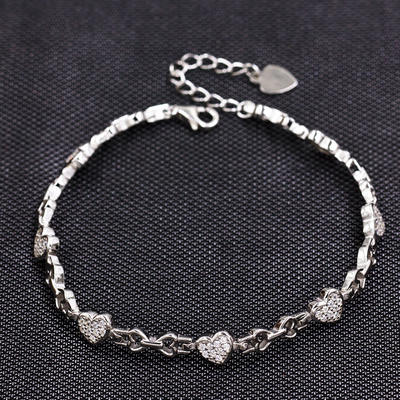 925 Sterling Silver Bracelet With Love Hearts AS00040-L46