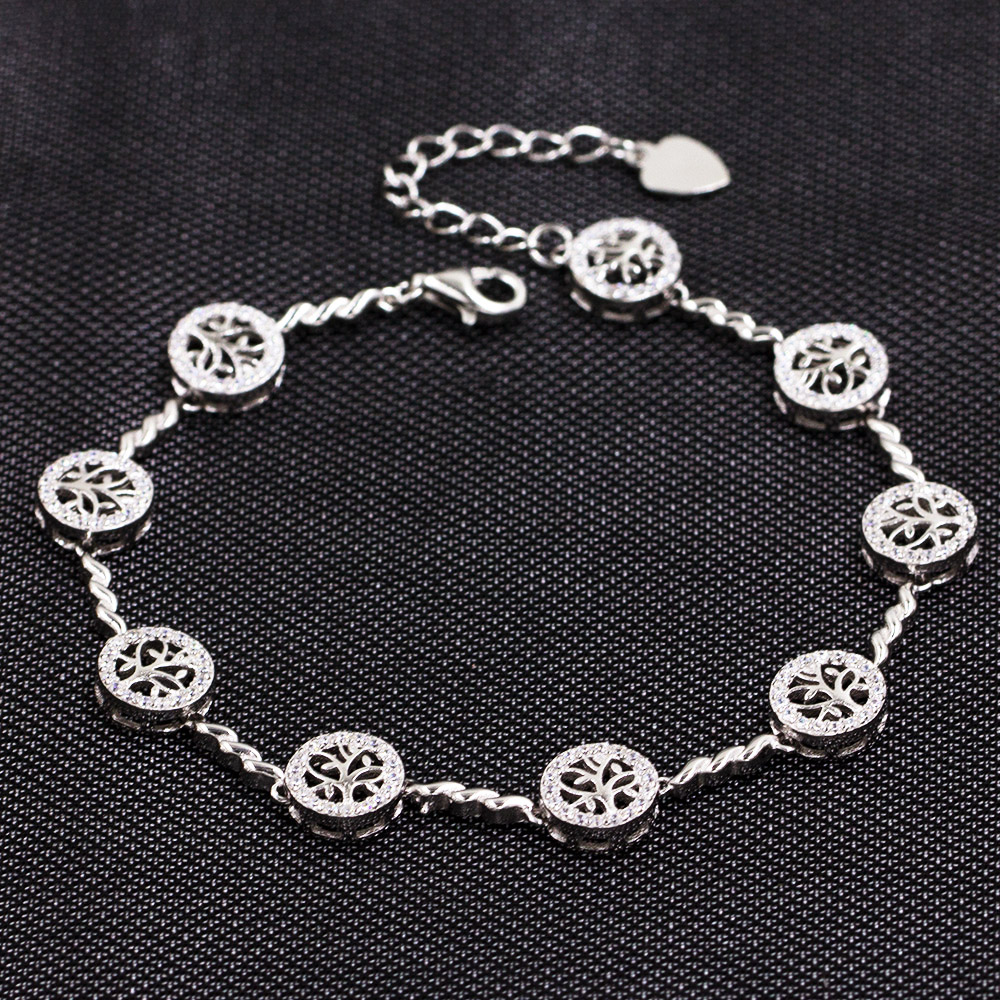 925 Sterling Silver Round Charms Bracelet
