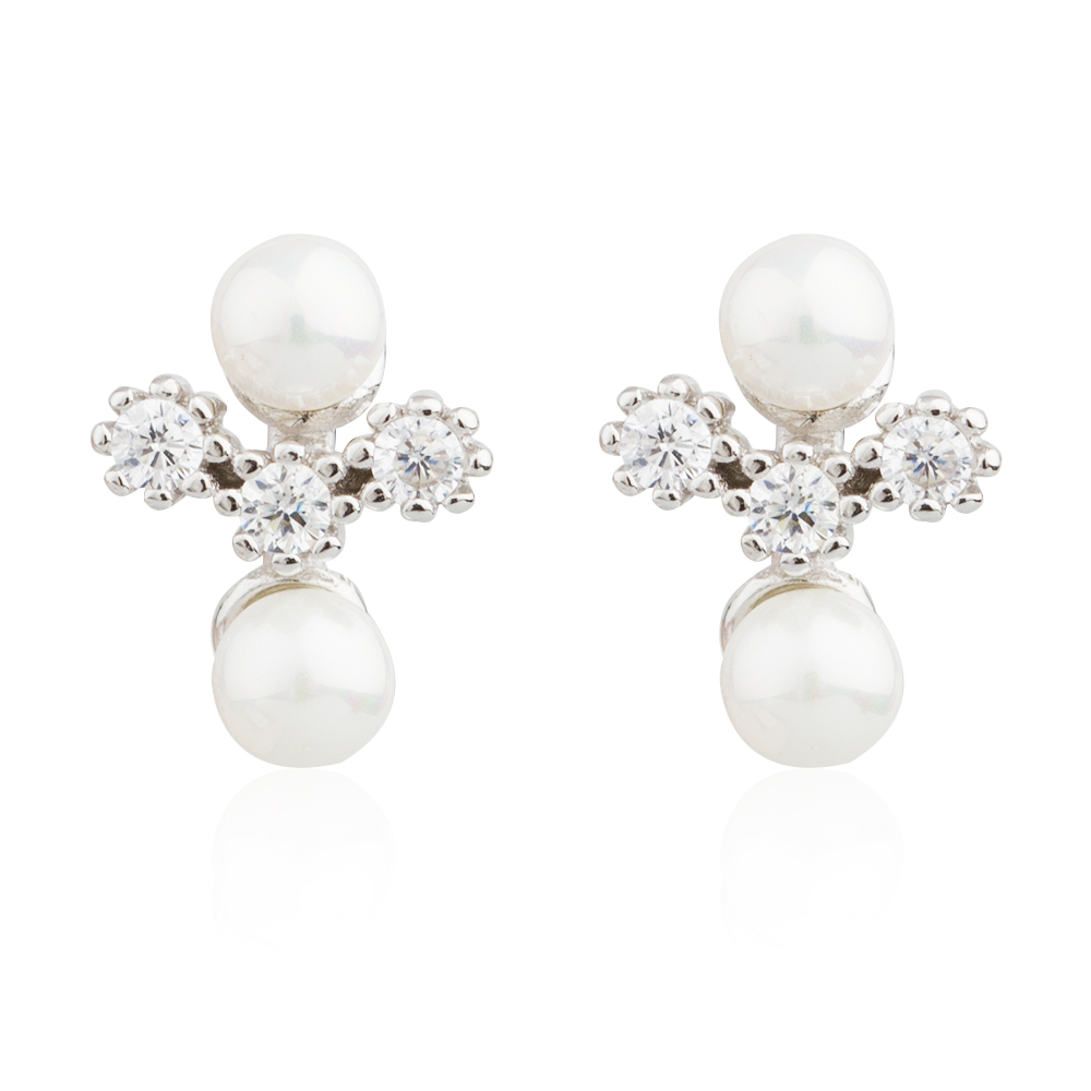 High Quality Fashion Jewelry Crystal Stud Pearl Earrings AE30080-M112