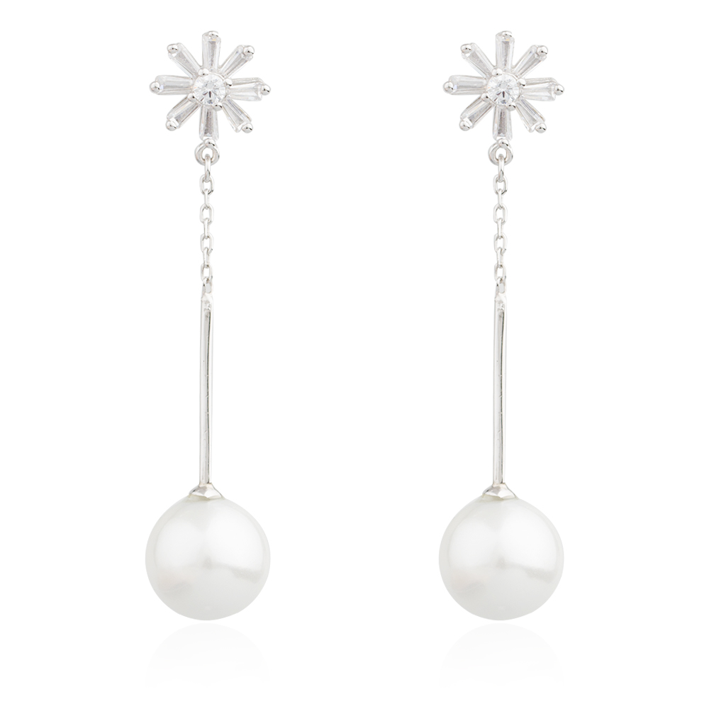 Pearl Earrings Drop Dangle Earrings 925 Sterling Silver Jewelry AE30084-M112