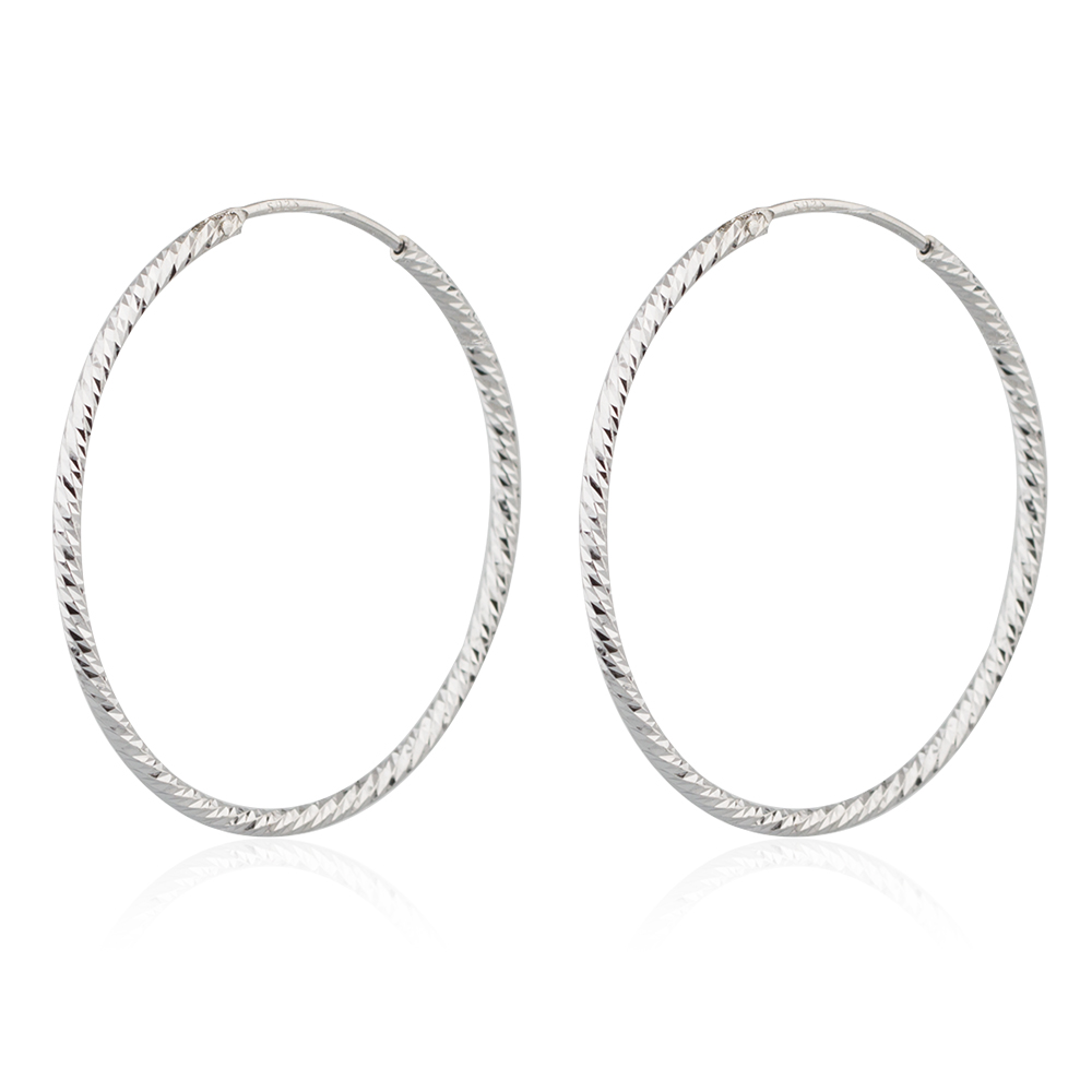 Classic Plain Big Round Silver Color 925 Sterling Silver Hoop Earrings AE40025-M112