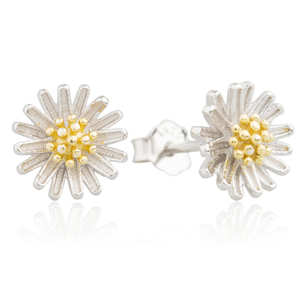 New Style Small Pure And Fresh Extremely Simple Earrings Restoring Ancient Ways Artistic Sunflowers Female Contracted White Gold Silver Earrings AE40037-M112