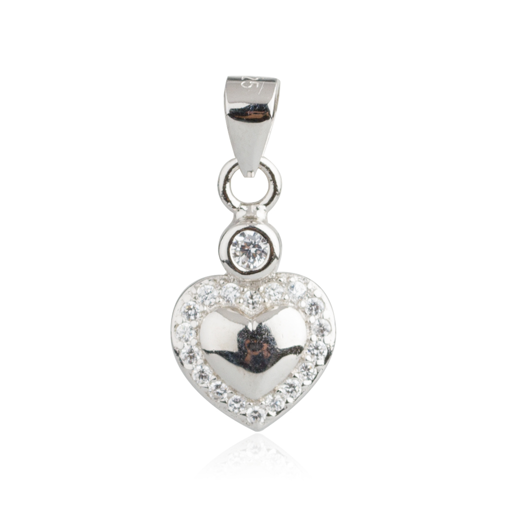 925 Sterling Silver Diamond Heart Pendant For Wedding AS004031-M112