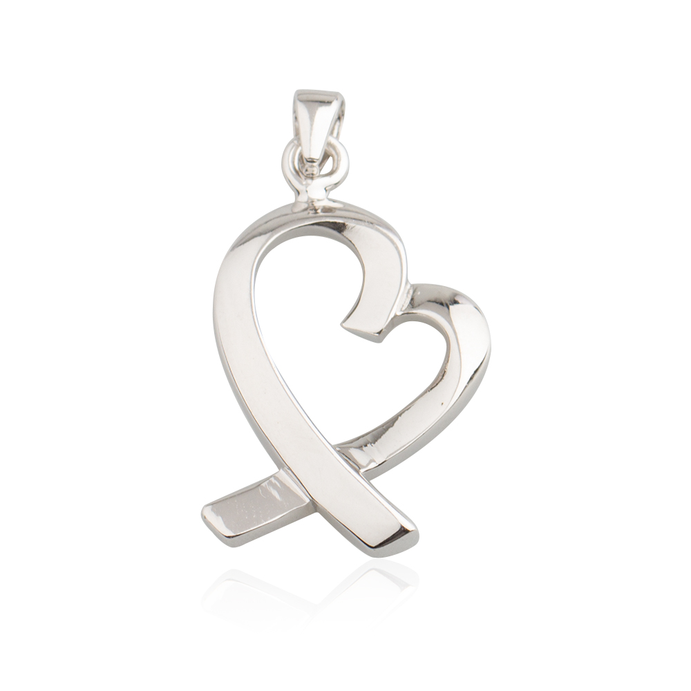 925 Sterling Silver Love Heart Simple Charm Pendant  For Lover AS004036-M112
