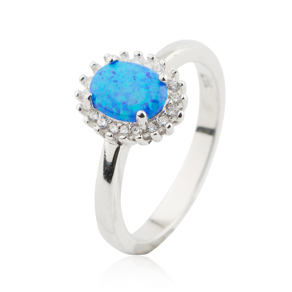 Oval Big Opal Rings With CZ 925 Sterling Silver Wholesale Models Jusnova Silver AR60217