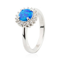 CZ Clover Round Shape Ring Opal Stone Crystal Rings 925 Sterling Silver Jusnova Silver AR60219