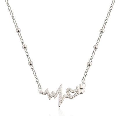 Silver Color Heartbeat Pendant Necklace From Jusnova Silver 925 Sterling Silver AN10184