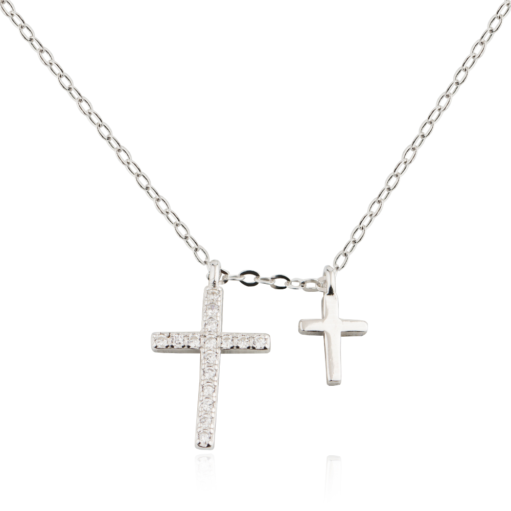 Silver Jewelry Girl Couple Cross Fashion Necklace 925 Sterling Silver Jusnova Silver AN10188
