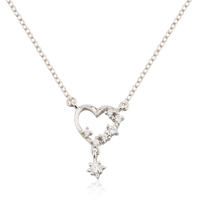 Diamond Heart Necklace 925 Sterling Silver Long Chain Jusnova Silver AN10413