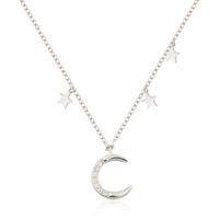 Half Moon Necklace 925 Sterling Silver 3 Star Jusnova Silver AN10416