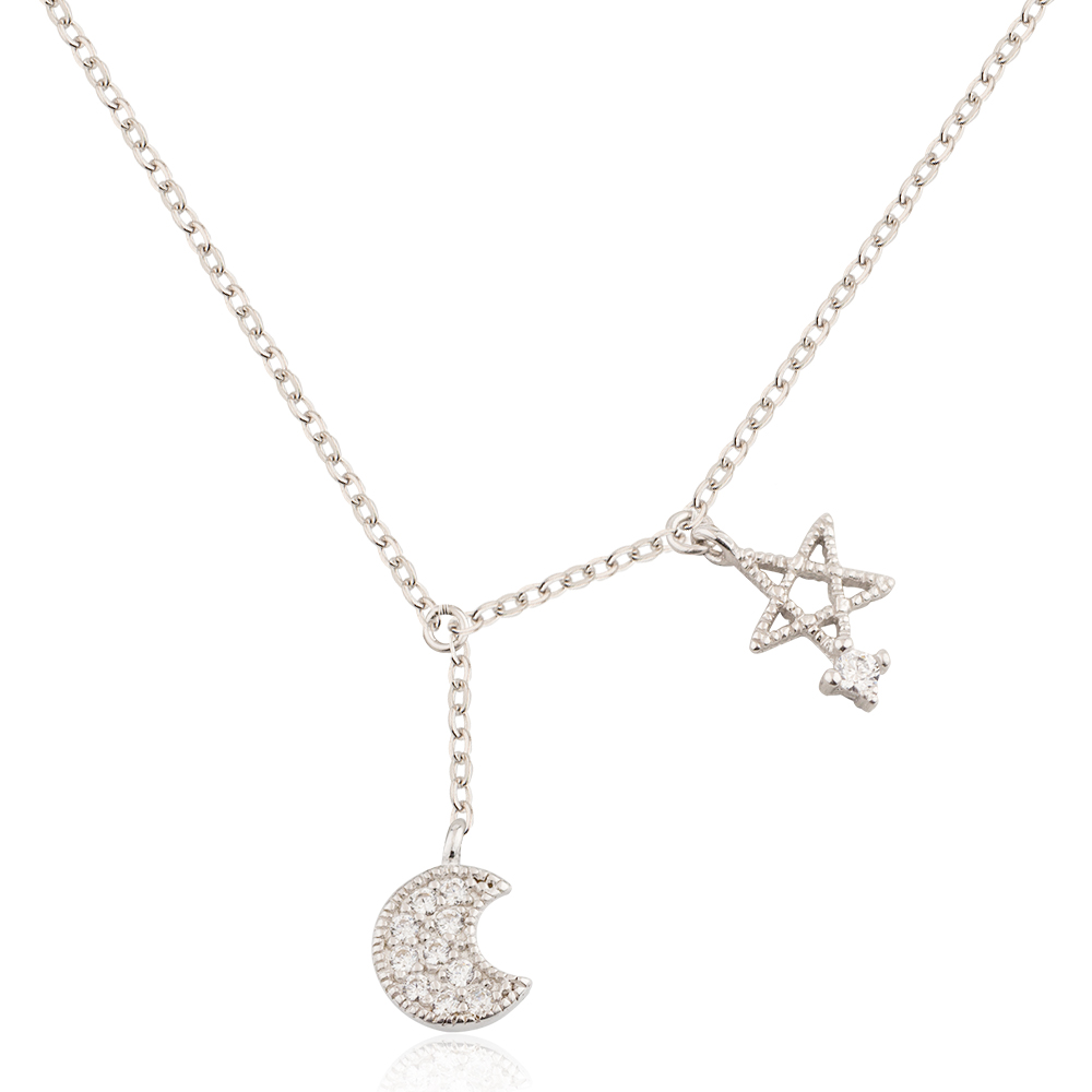 Planet Necklace 925 Sterling Silver Twinkly Zircon Jusnova Silver AN10419