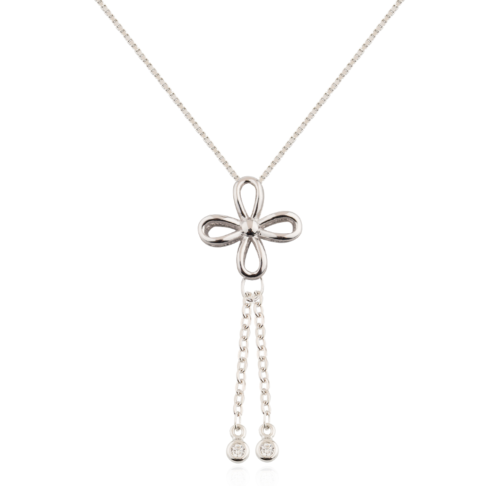 Double Infinity Necklace 925 Sterling Silver Four Leaf Clover Jusnova Silver AN10425
