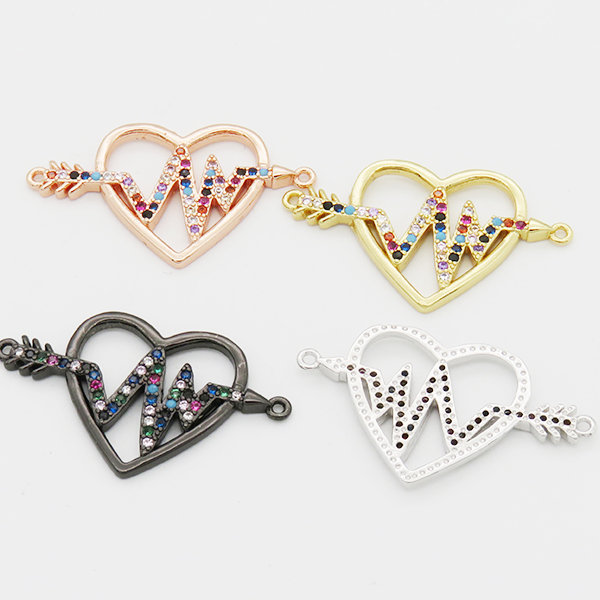 Connector Beads Wholesale Love Heart Unique Jewelry Connectors