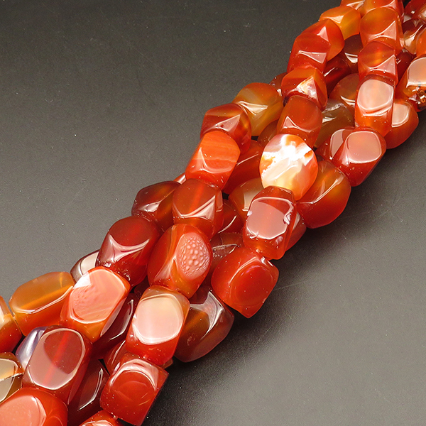 Powellbeads Wholesale Gemstone Beads Handmade Square Twisted Beads Natural Red Agate Loose Beads XBGB04392vhov-L001